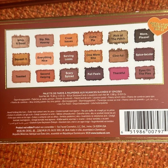 WOW Authentic Too Faced Pumpkin Spice Second Slice 18 Pan Eyeshadow Palette
